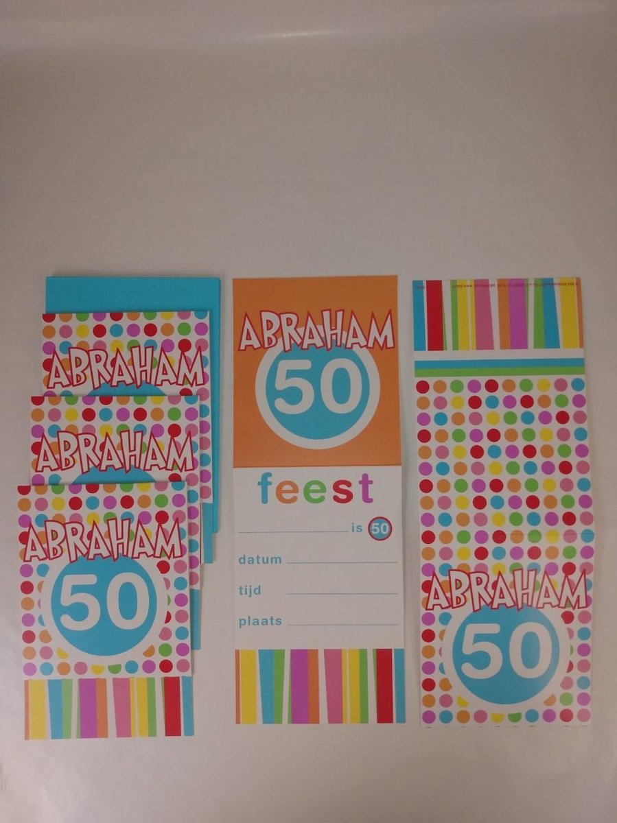 Uitnodiging -10 stuks - Abraham - 50 jaar - Wenskaart - Uitnodigingskaart