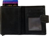 Mini wallet - Mini portemonnee - Zwart leer met bloemenprint - Creditcardhouder - Kaarthouder leer - Cardprotector