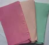 3 rekbare boekenkaften - mintgroen zalmroze en hardroze - A4 formaat - elastisch en wasbaar - geen kaftpapier meer nodig