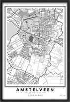 Poster Stad Amstelveen A3 - 30 x 42 cm (Exclusief Lijst) Citymap - Stadskaart - Plattegrond - Stadskaart van Amstelveen