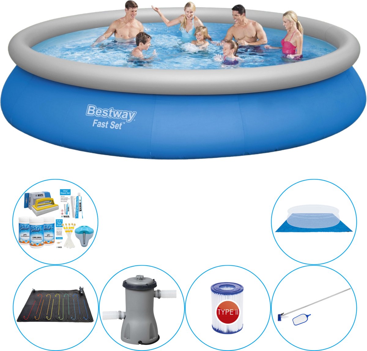 Fast Set Rond 457×84 cm – 7-delig – Zwembad Met Accessoires