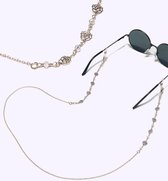 Lucy's Brillenketting - Diamond Rose bril ketting - diamantkraaltjes - roosjes - goudkleurig - brillenkoord