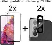 Beschermglas Samsung S21 Ultra Screenprotector Full 2 stuks - Samsung Galaxy S21 Ultra Screenprotector - Samsung S21 Ultra Screen Protector Camera - 2 stuks