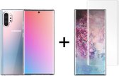 Samsung Galaxy Note 10 Plus hoesje siliconen case transparant - 1x Samsung Galaxy Note 10 Plus Screenprotector UV