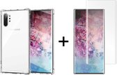 Samsung Galaxy Note 10 Plus hoesje shock proof case transparant - 1x Samsung Galaxy Note 10 Plus Screenprotector UV