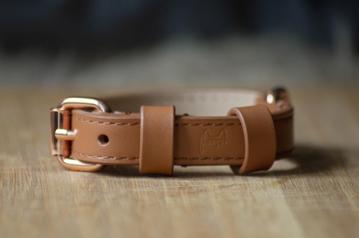 Friempies leren halsband cognac | S