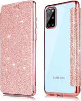 Samsung Galaxy S20 Plus Flip hoesje - Roze - Folio Glitter