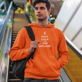 Oranje EK WK Koningsdag Hoodie Keep Calm & Hup Holland (MAAT XL - UNISEKS FIT) | Oranje kleding / truien | WK & EK Feestkleding