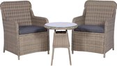 Medina 3-delige Bistroset met kussens poly rattan bruin