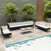 Medina 10-delige Loungeset met kussens poly rattan zwart