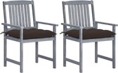 Medina Regisseursstoelen 2 st met kussens massief acaciahout grijs