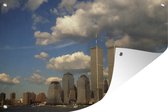 Muurdecoratie Wolken omringen het World trade center in New York - 180x120 cm - Tuinposter - Tuindoek - Buitenposter