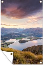 Vue sur le lac Wanaka et Roys Peak en Nouvelle-Zélande Affiche de jardin 120x180 cm - Toile de jardin / Toile d'extérieur / Peintures d'extérieur (décoration de jardin) XXL / Groot format!