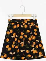 Emilie Scarves - rok - zwart - oranje fruit print - mini rok