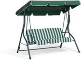 Schommelbank tuin groen tweezit met zonnescherm - Schommelbank - Groen-Wit - 140X110X153CM