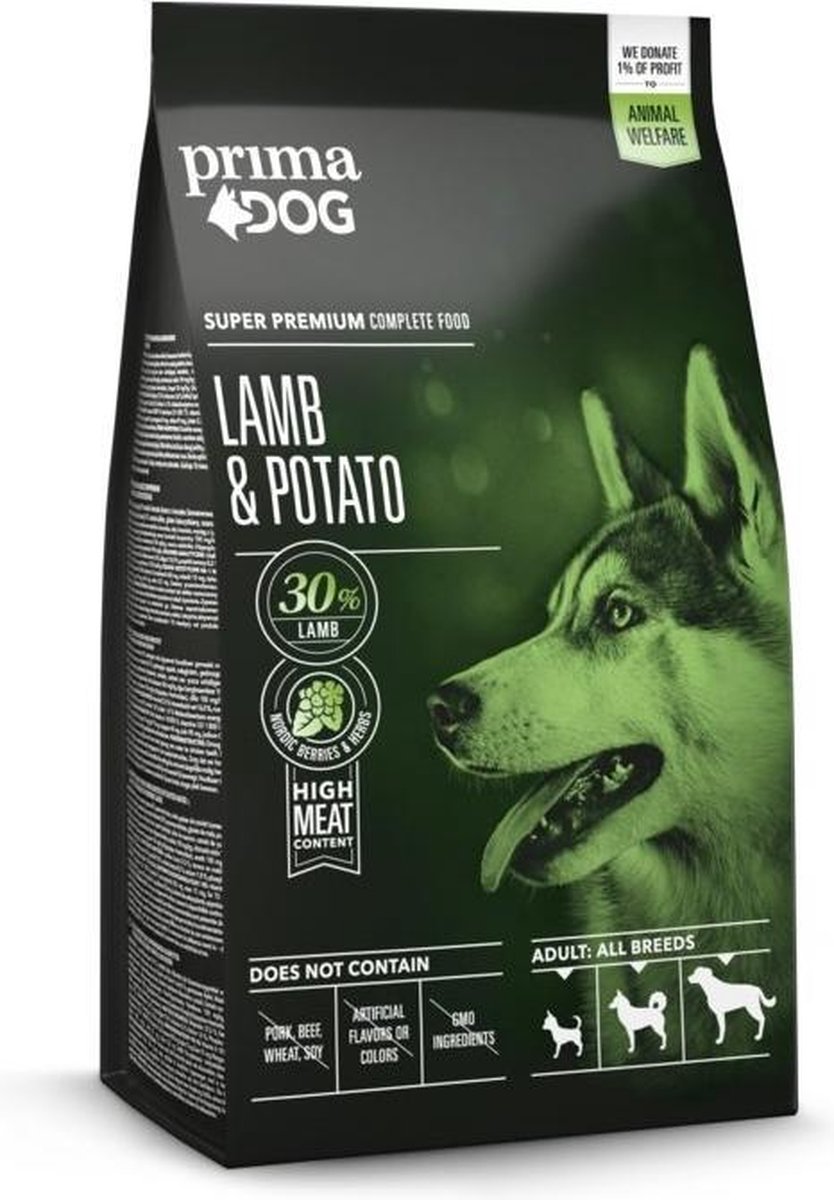 PrimaDog Adult - Droog Hondenvoer Lam & Aardappel - 2 kg - Voor Alle Rassen