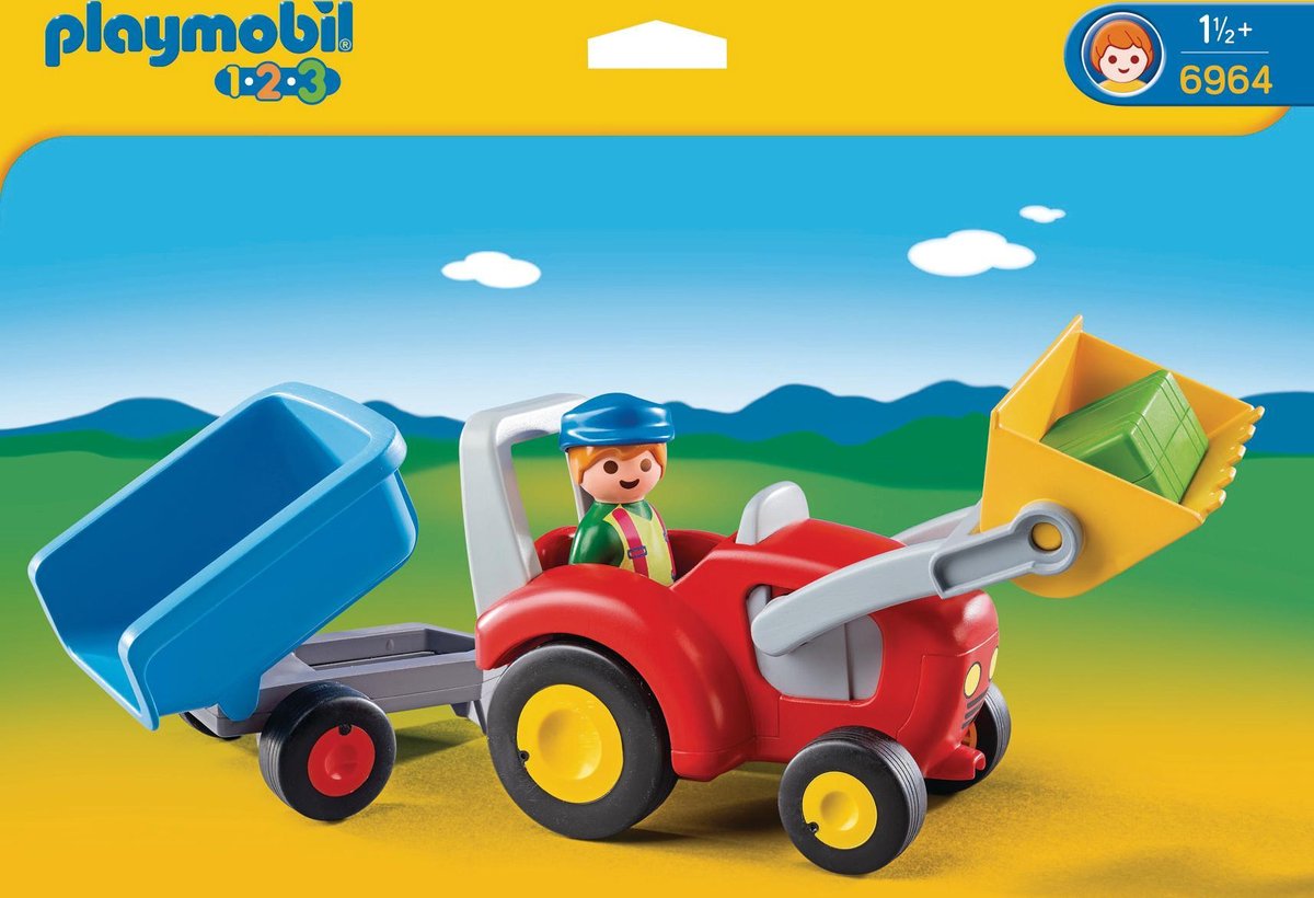 PLAYMOBIL 1.2.3 Boer met tractor en aanhangwagen - 6964 — afbeelding 13