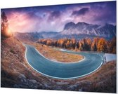 Wandpaneel Bergweg slingerend  | 180 x 120  CM | Zwart frame | Akoestisch (50mm)