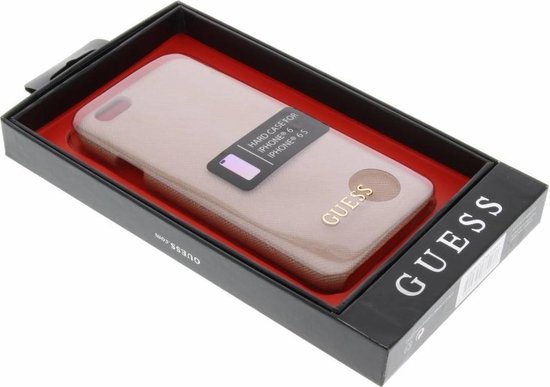 Guess Saffiano Backcover hoesje voor iPhone 6/6S - Rose goud