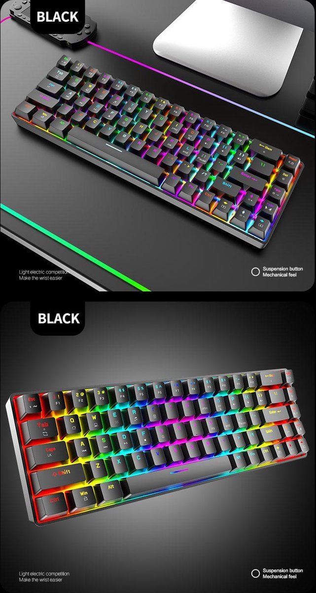 ZIYOU LANG T8 RGB Mechanisch 68Keys gaming toetsenbord - Windows/Mac game  toetsenbord... | bol
