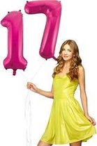 Pink cijfer ballon 17 inclusief helium gevuld.