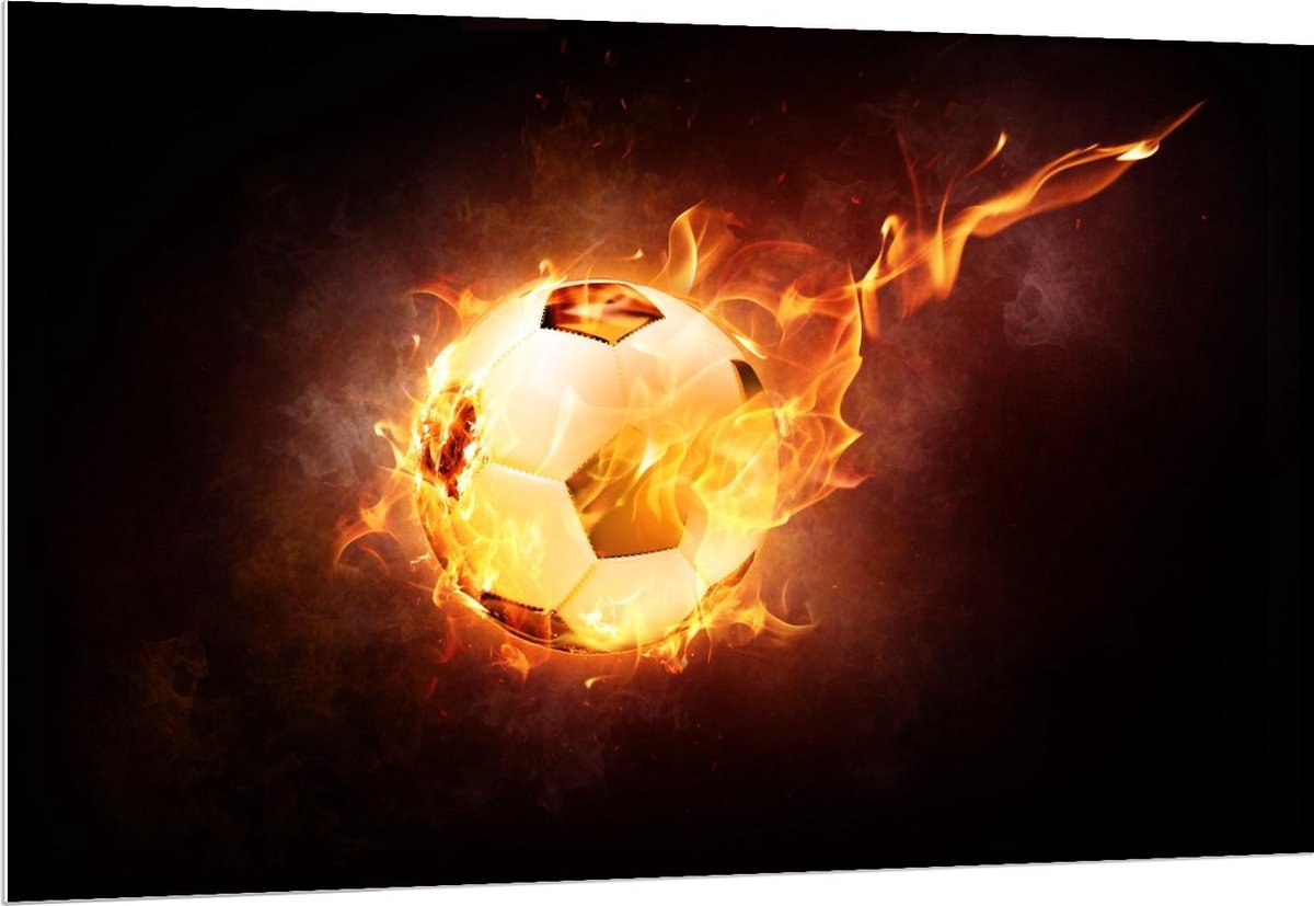 Forex - Voetbal met Snelheidsvuur - 150x100cm Foto op Forex