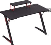 MIRA Home - Game tafel - Computerbureau - Gamen - Metaal/MDF - Zwart/Rood - 116x60x75