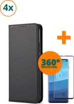 Fooniq Boek Hoesje Zwart 4x + Screenprotector 4x - Geschikt Voor Samsung Galaxy S10e