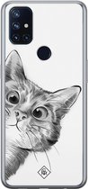 OnePlus Nord N10 5G hoesje siliconen - Peekaboo | OnePlus Nord N10 5G case | zwart | TPU backcover transparant