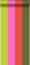 ESTAhome behang strepen limegroen en roze - 116521 - 53 cm x 10,05 m