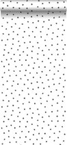 ESTAhome Behang stippen zwart en wit - 138934 - 53 cm x 10.05 m