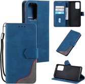 Voor Xiaomi Redmi Note 10 Pro Max Driekleurige Stiksels Kalf Textuur Horizontale Flip Lederen Case met Houder & Kaartsleuven & Portemonnee (Blauw)