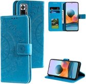 Voor Xiaomi Redmi Note 10 Pro Max Totem Bloem Reliëf Horizontale Flip TPU + PU Lederen Case met Houder & Kaartsleuven & Portemonnee (Blauw)
