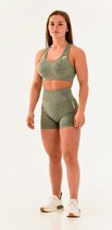 Vital summer sportoutfit / sportkleding set voor dames / fitnessoutfit short + sport bh (olive grey/olijfgrijs)
