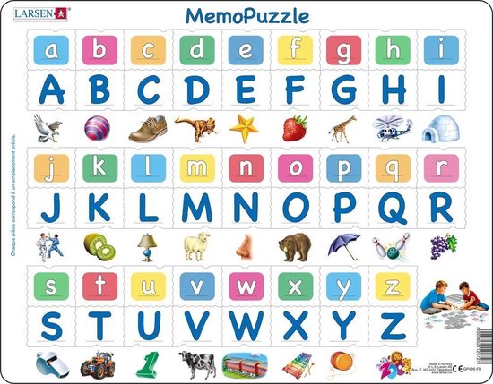 Puzzle Maxi Apprendre l'alphabet en 26 lettres majuscules et miniscules (en français) - 52 pièces