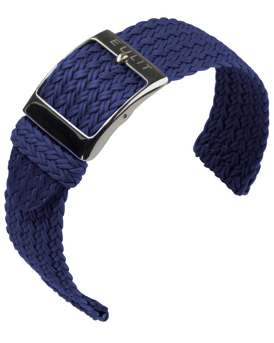 EULIT horlogeband - perlon - 20 mm - marineblauw - metalen gesp
