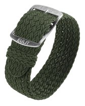 EULIT horlogeband - perlon - 22 mm - olijfgroen - metalen gesp