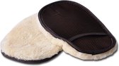 Wollen Auto Washandschoen - Stof Verwijderaar -  Zwart/Beige - Microvezelhandschoen - Interieur En Extrieur
