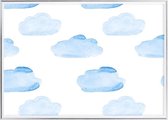 Poster Met Metaal Zilveren Lijst - Getrokken Wolken Poster