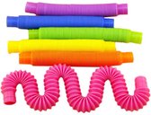 Fidget- Wacky Tubes- Pop Tubes- XL- Roze-Geel- 2 stuks- uitrekbaar tot 87 cm