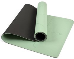 YoZenga Premium Mat Lotus Matcha/Black - Yoga Mat - Extra Dikke Antislip TPE Sportmat - Duurzaam & Lichtgewicht - Inclusief Draagriem