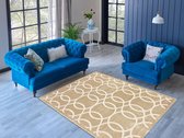 Aledin Carpets Dubai - Vloerkleed - 160x230 cm - Laagpolig - Creme - Beige - Tapijten woonkamer