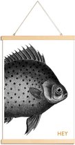 JUNIQE - Posterhanger Hey Fish -30x45 /Wit & Zwart