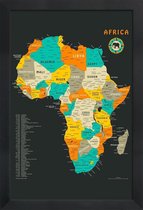 JUNIQE - Poster in houten lijst Afrika kleurrijke kaart -20x30 /Oranje