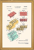 JUNIQE - Poster met houten lijst Legoblokje - Patentopdruk - Kleur