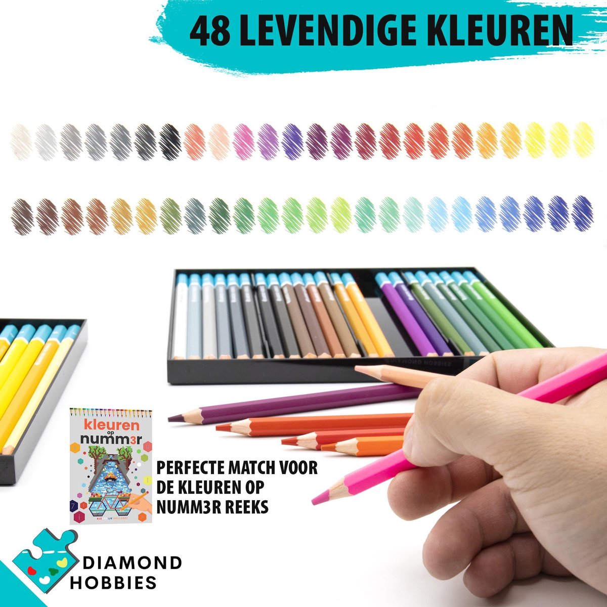 Kleurpotloden voor Volwassenen voor Color by Numb3r | 48 kleuren | Kleuren op Nummer | Potloden | Potloden set | Tekendoos voor Volwassenen | Kleuren op Numm3r — afbeelding 4