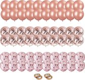 60x Rose Goud Papieren Confetti Helium Feest Ballonnen - Verjaardag Versiering - Bruiloft decoratie - Ballonnenboog Maken - Latex