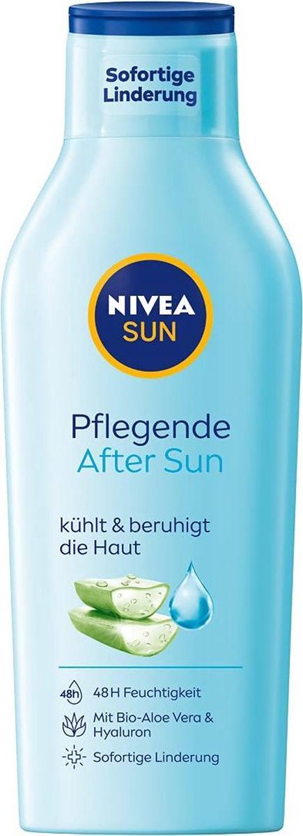 NIVEA SUN Nourishing After Sun Lotion (400 ml), Lotion met huidkalmerende werking na het zonnebaden, After Sun met biologische aloë vera en hyaluron voor 48 uur hydratatie - NIVEA
