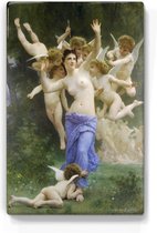 invasie van Cupido's wereld - William Adolphe Bouguereau - 19,5 x 30 cm - Niet van echt te onderscheiden schilderijtje op hout - Mooier dan een print op canvas - Laqueprint.