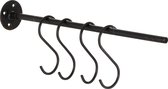 J-Line Textiel Hanger Metaal Zwart Set van 4 stuks